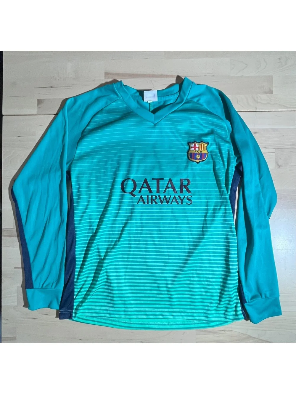 FC Barcelona Lionel Messi #10 Teal Long Sleeve Fan Jersey
